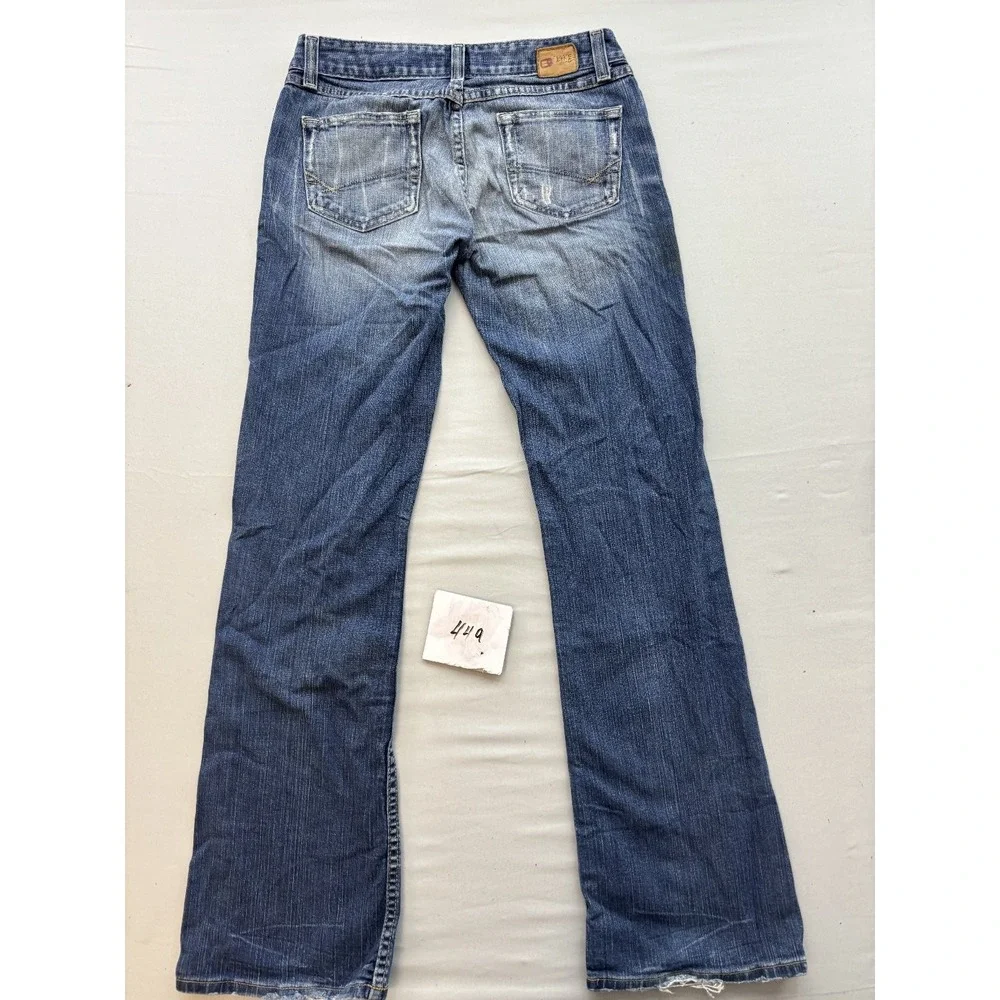 LEI Jeans Womens 9 Distressed Medium Wash Bootcut Denim Blue Y2K Mid Rise
